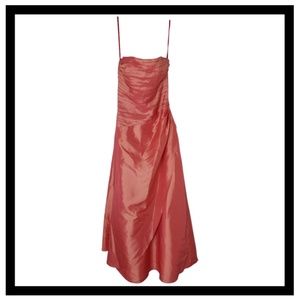 STRAPLESS ORANGE TAFFETA GOWN EVENING PROM